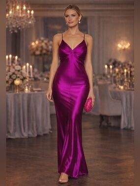 NWT TOVE Athena Silk Satin Gown - Magenta Size US 10